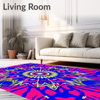 Vibrant Yellow Sunburst Mandala Rug
