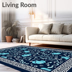 Sky Blue Pumpkin Vine Border Rug