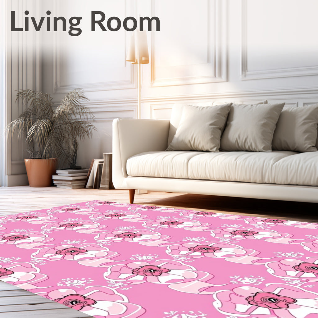 Pink Swirling Floral Blossom Rug