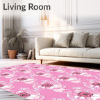 Pink Swirling Floral Blossom Rug