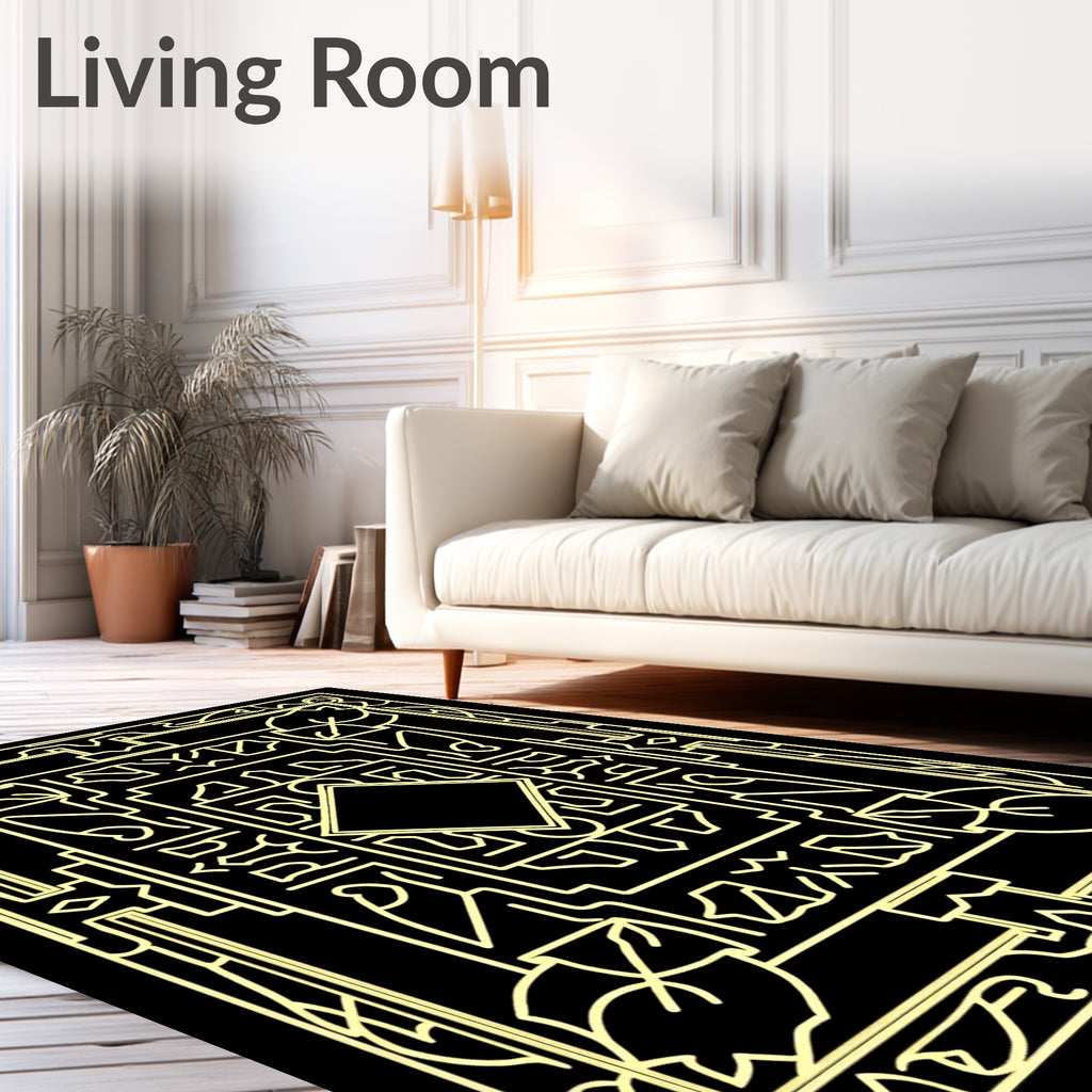 Art Deco Geometric Yellow Diamond Outline Rug