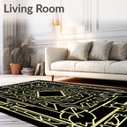 Art Deco Geometric Yellow Diamond Outline Rug