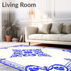 Royal Blue Ornate Corner Medallion Rug