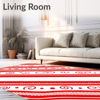 Bold Red Swirl Diagonal Stripes Rug