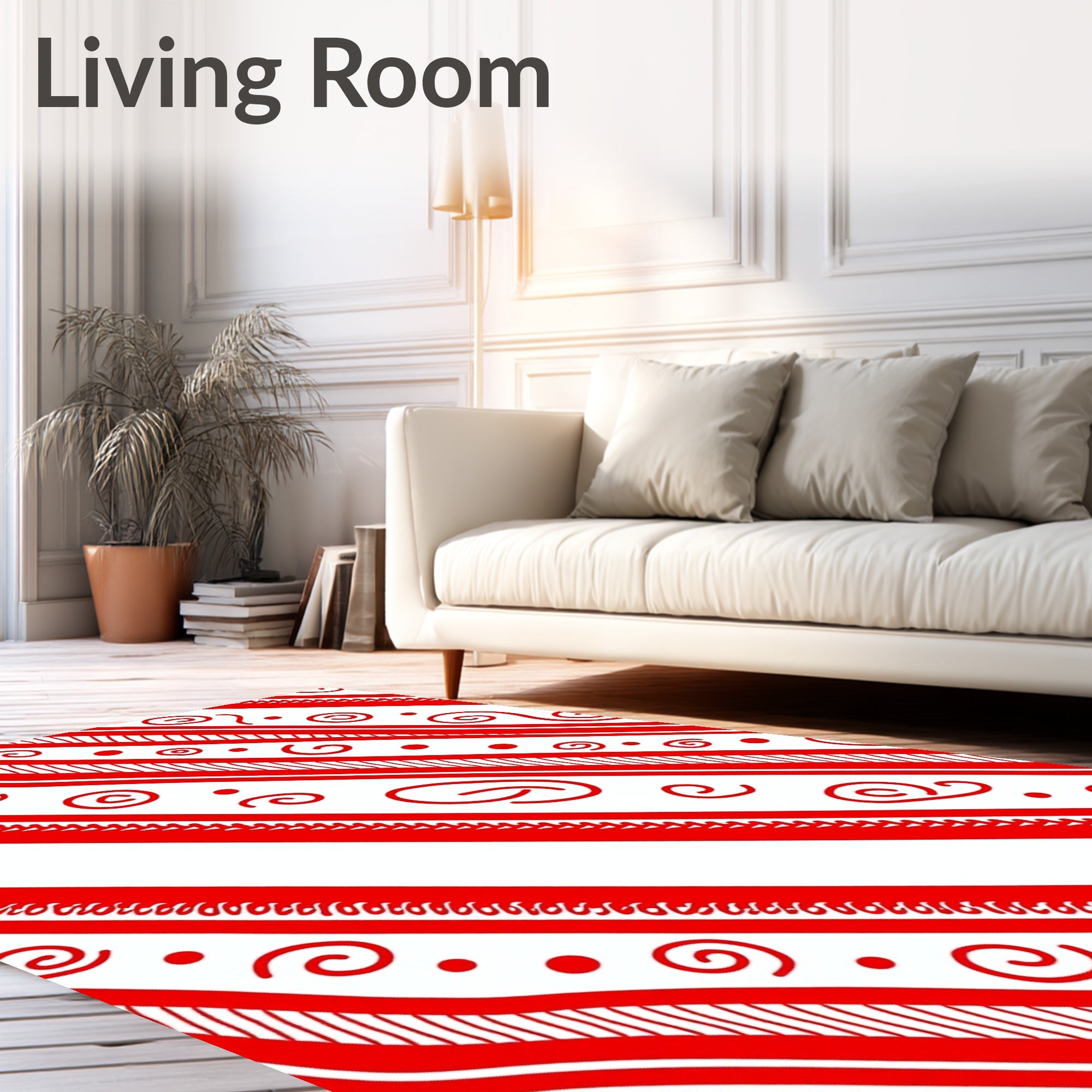 Bold Red Swirl Diagonal Stripes Rug