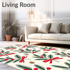 Berry Leaf Sprigs with Red Bows Rug