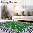 Emerald Green White Lattice Border Rug