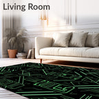 Retro Futuristic Neon Circuit Board Rug