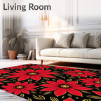 Bold Red Floral Arrangement Rug
