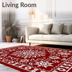 Crimson Snowflake Medallion Scroll Rug