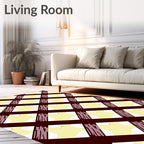 Crimson Lattice White Petal Arrangement Rug