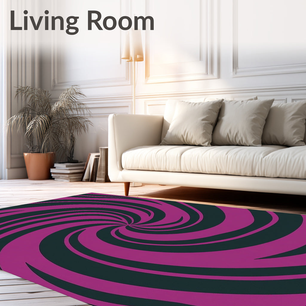 Vibrant Magenta Swirl Abstract Rug