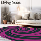Vibrant Magenta Swirl Abstract Rug