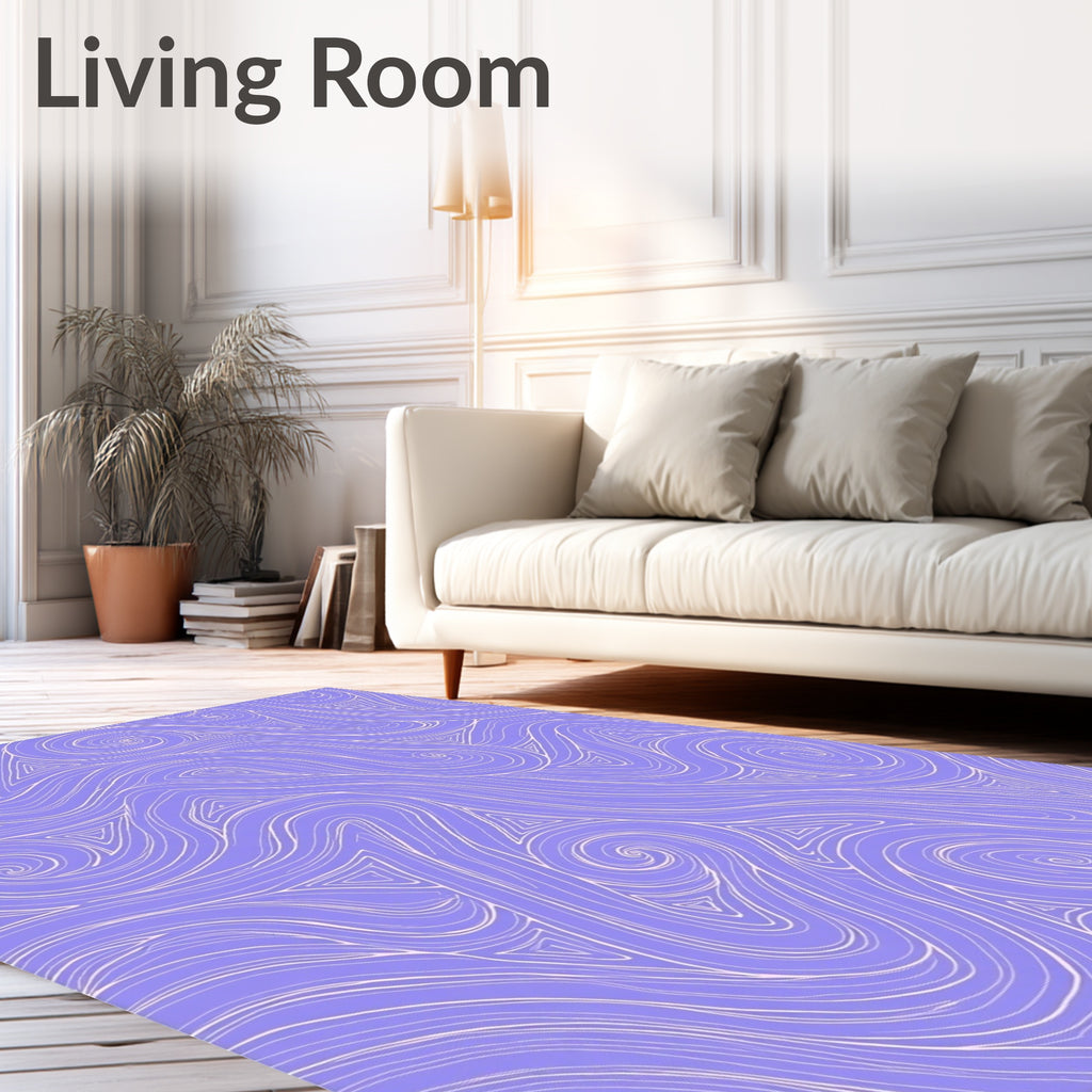 Lavender Swirling Line Abstract Rug