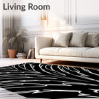 Mono White Feathered Lines Rug