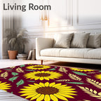 Bright Yellow Sunflower Autumn Foliage Rug