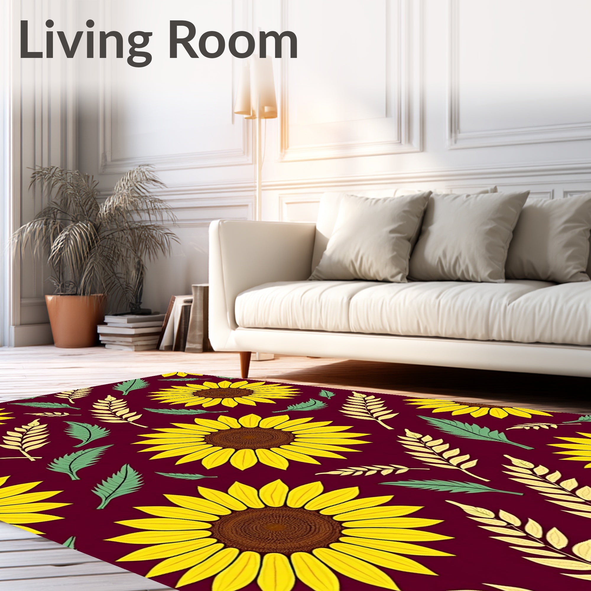 Bright Yellow Sunflower Autumn Foliage Rug