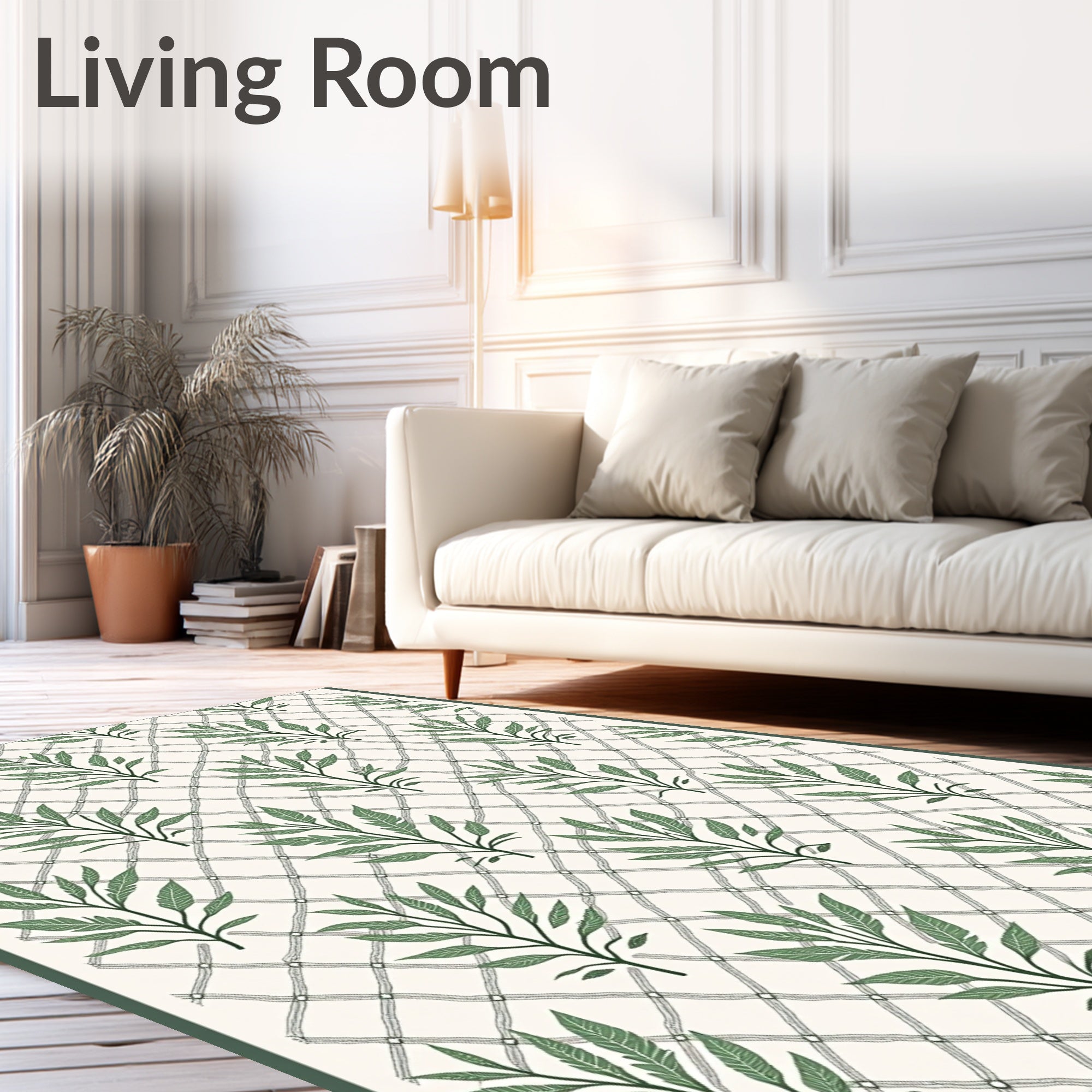 Green Leaf Lattice Natural Tone Rug