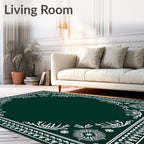 Dark Emerald Botanical Frame Medallion Rug