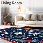Festive Reindeer Snowflakes Bells Garland Rug