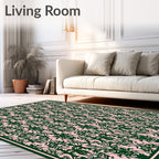 Dark Pink Damask Scroll Work Rug