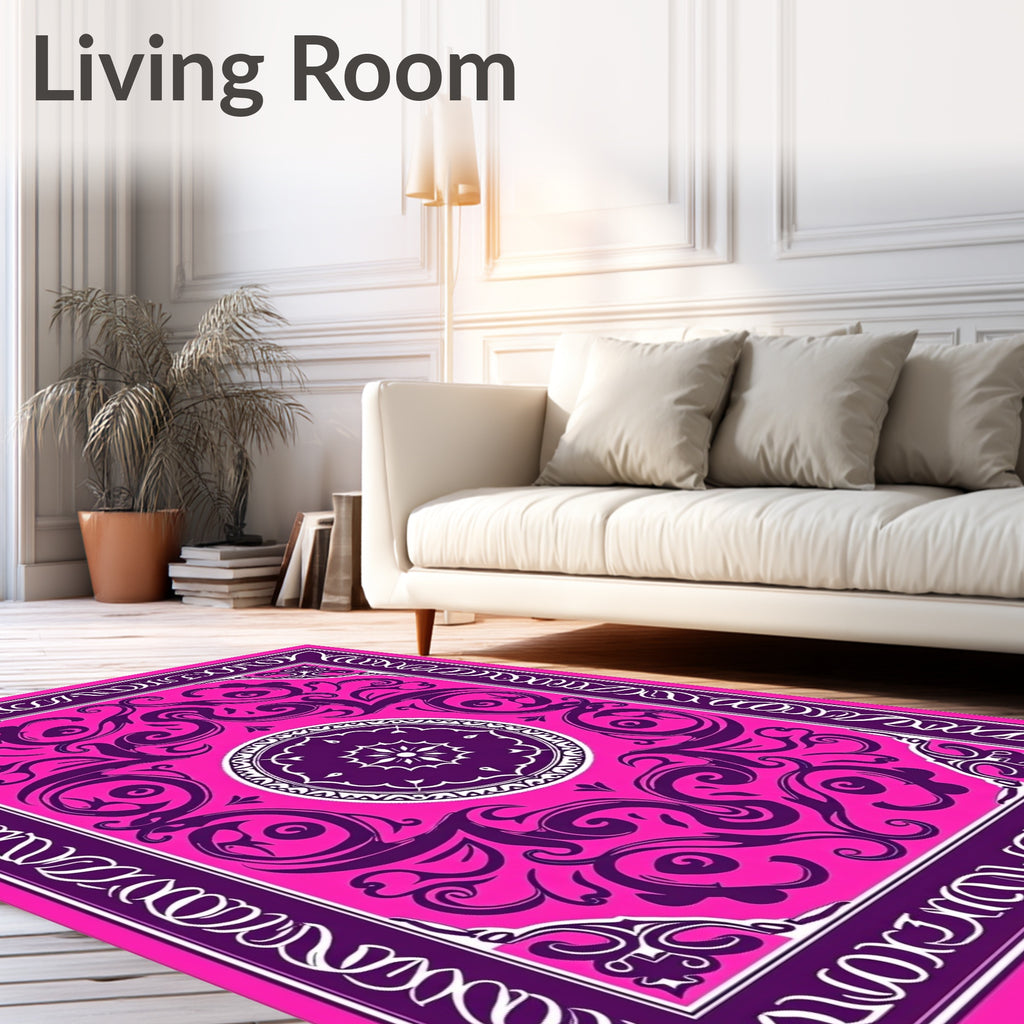 Bold Pink Purple Swirl Medallion Rug