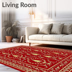Crimson And Gold Tree Medallion Rug