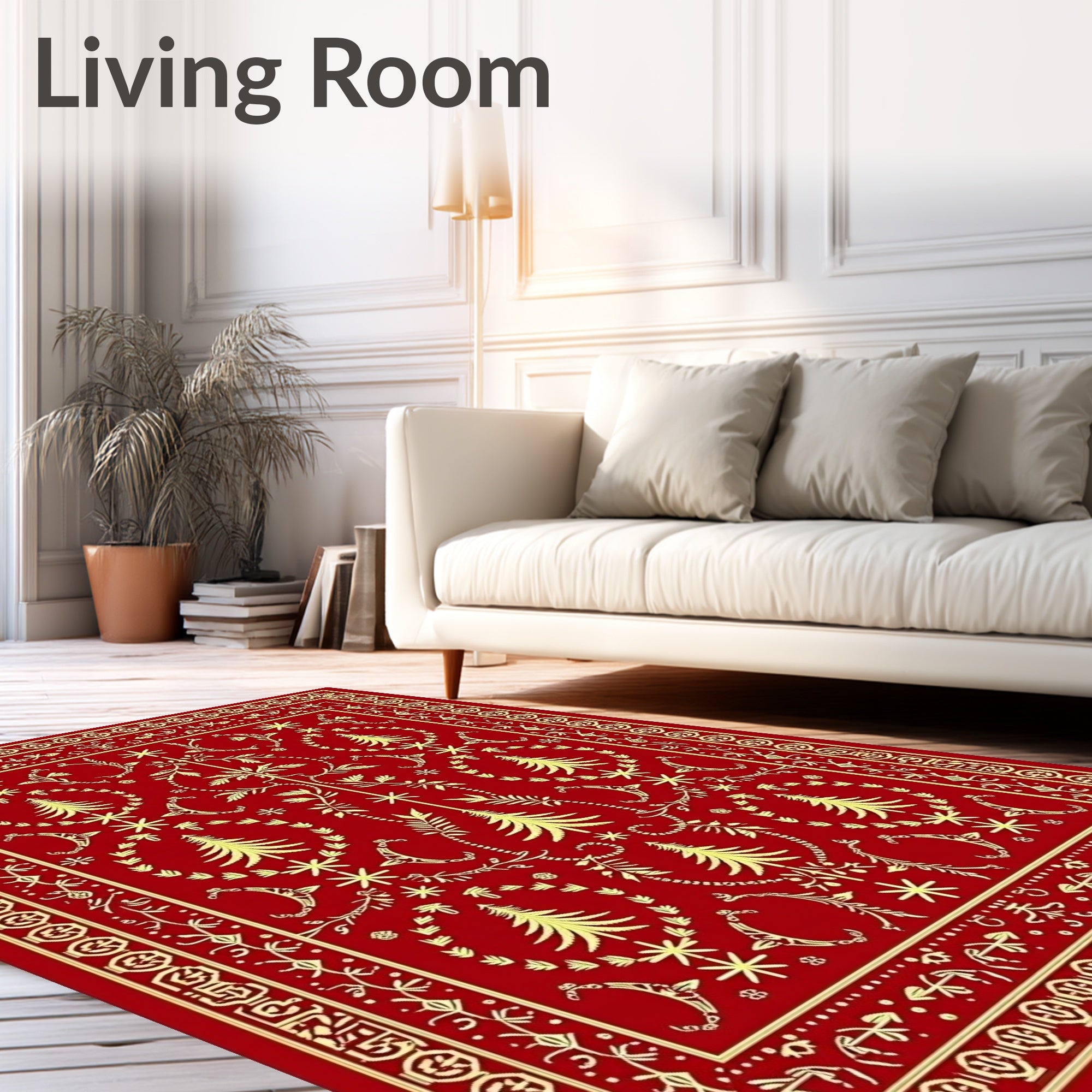 Crimson And Gold Tree Medallion Rug