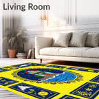 Blue House Yellow Festive Framing Rug