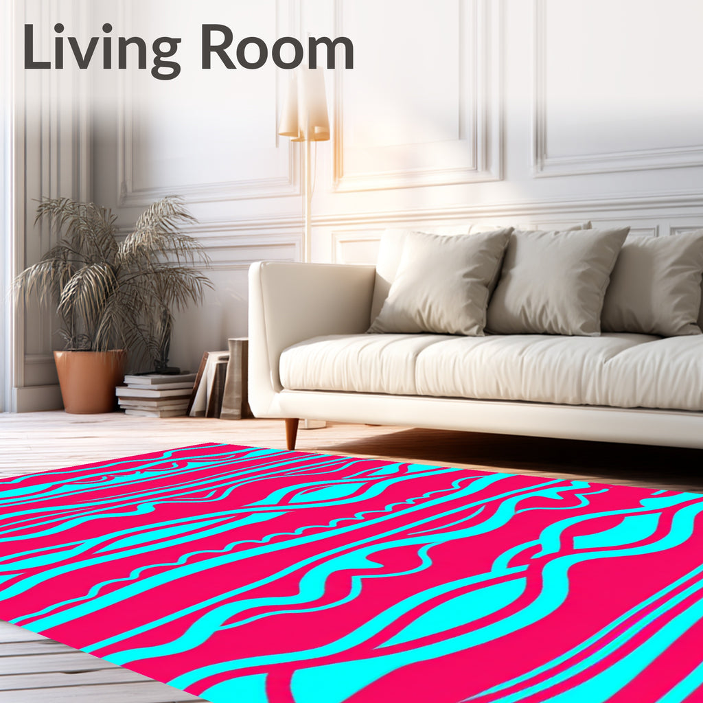 Vivid Cyan Waves on Hot Pink Rug
