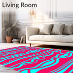 Vivid Cyan Waves on Hot Pink Rug
