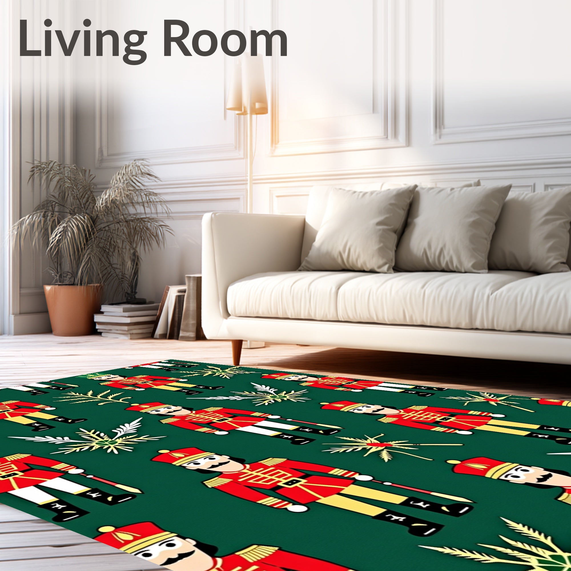 Red Nutcracker Soldiers With Gold Accents Rug