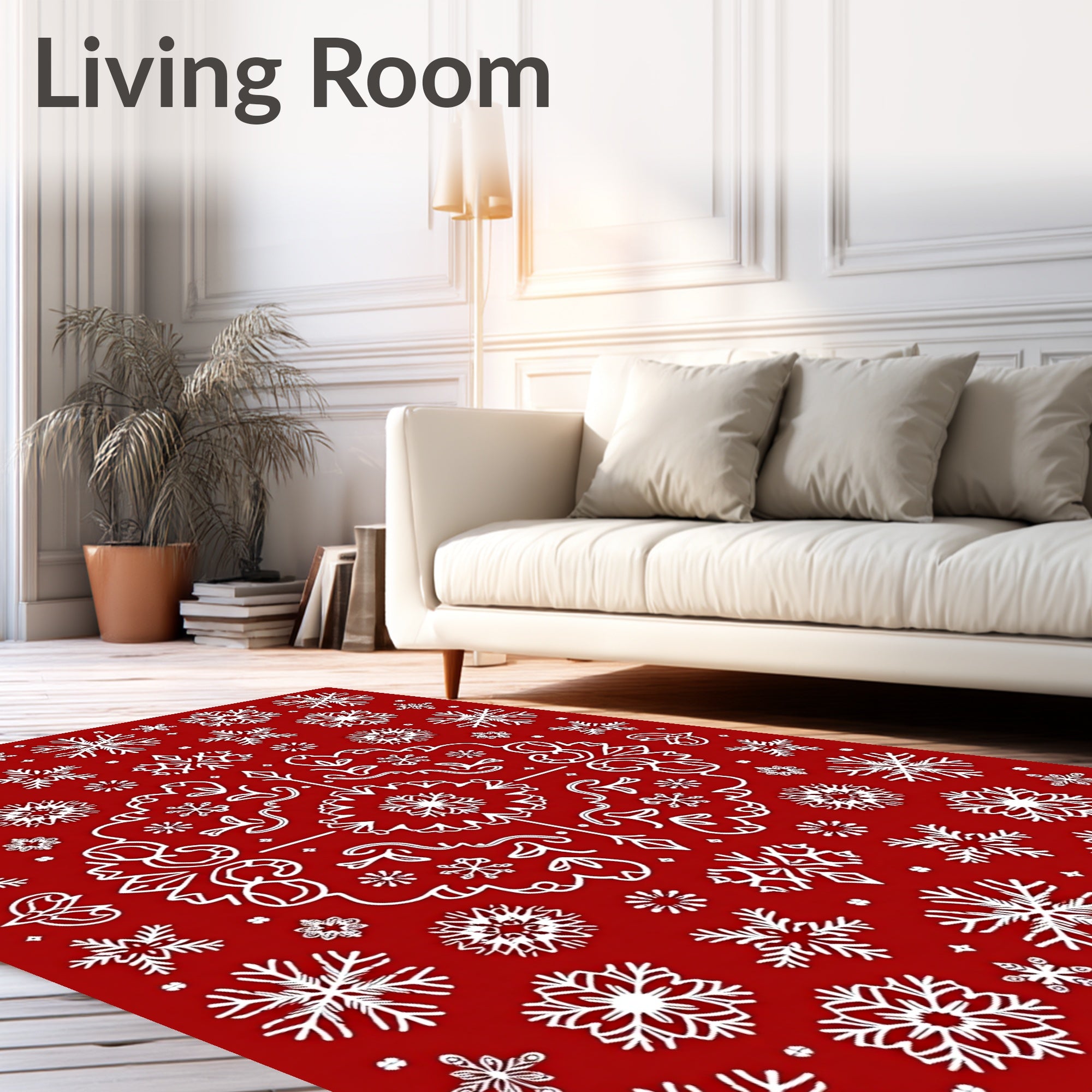 Winter White Snowflake Mandala Rug