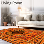 Harvest Turkey Autumn Leaves Border Rug