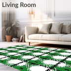 Emerald Green White Plaid Checkered Rug