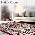 Crimson Botanical Medallion Frame Rug