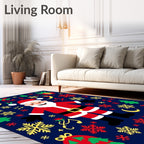 Whimsical Santa Claus Christmas Snowflakes Rug