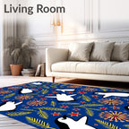 Whimsical Penguin Starburst Foliage Rug