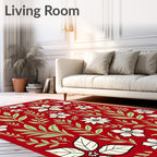 Crimson Poinsettia Leaf Garden Rug