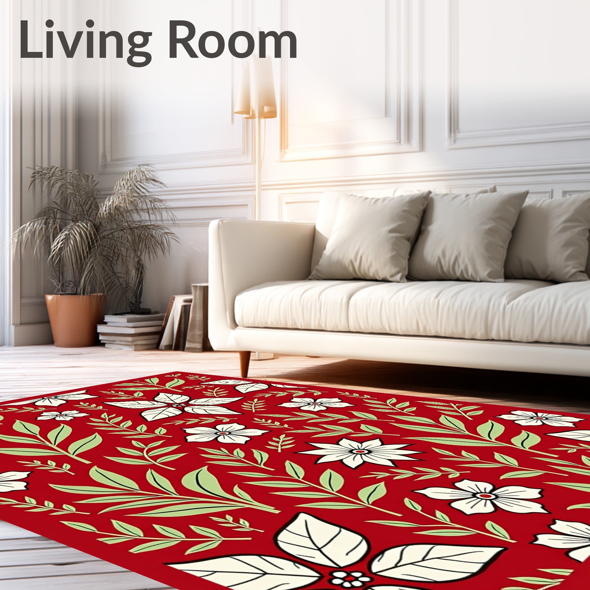 Crimson Poinsettia Leaf Garden Rug