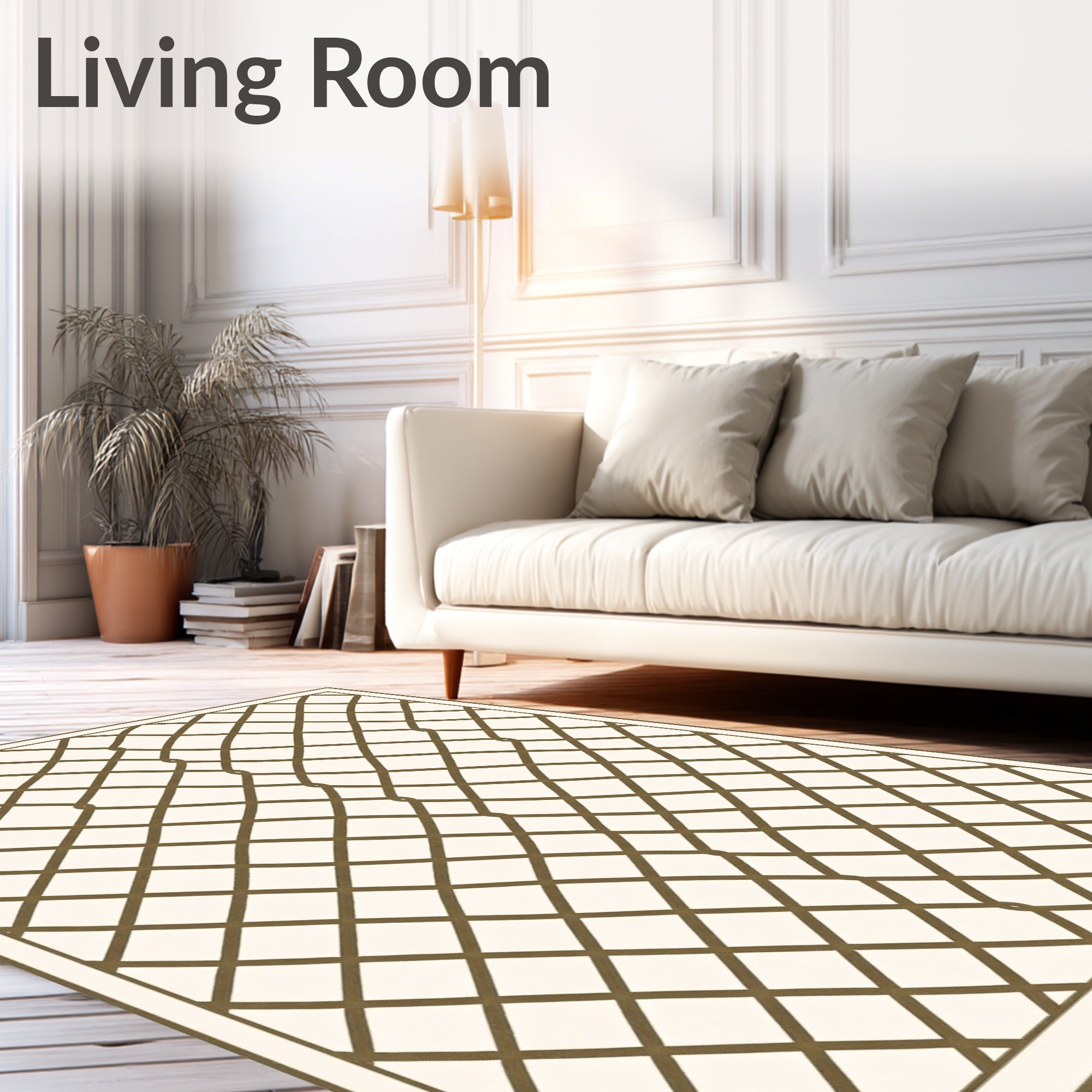 Cream And Brown Diamond Lattice Rug