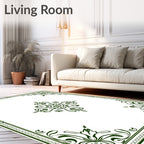 Art Nouveau Green Floral Scroll Rug
