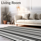Bold Black White Stripe Rhythm Rug