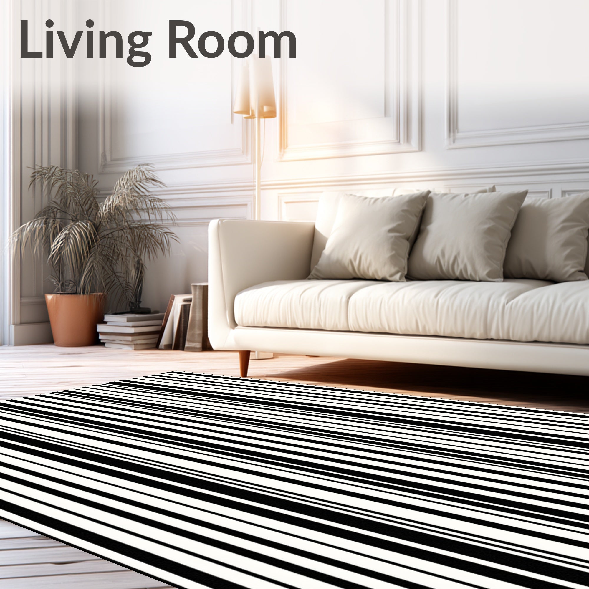Bold Black White Stripe Rhythm Rug