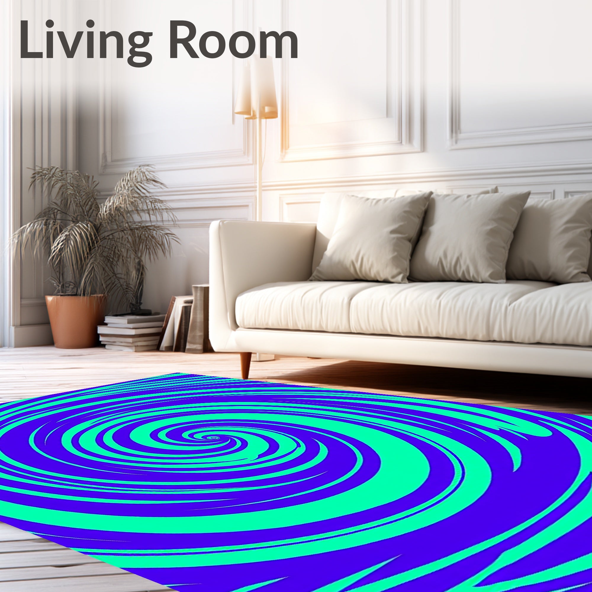 Bold Blue Neon Swirl Rug