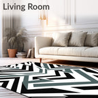 Sharp Geometric Zigzag Graphite Rug