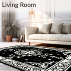 Monochromatic Floral Medallion Border Rug