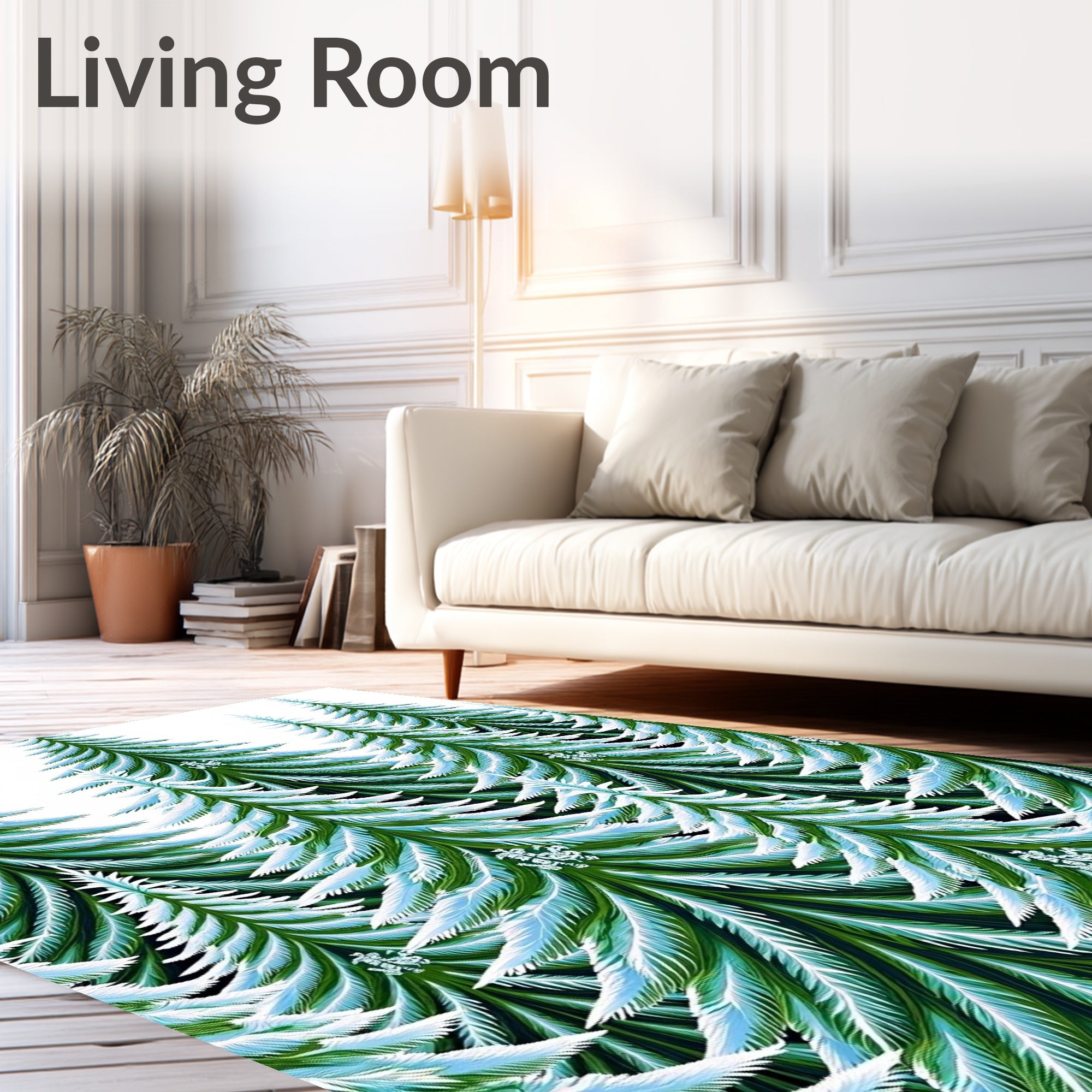 Verdant Pine Trees Snowfall Accents Rug