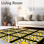 Sunny Yellow Starburst Motif Rug