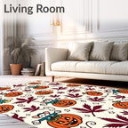 Happy Halloween Mice Pumpkin Leaves Rug